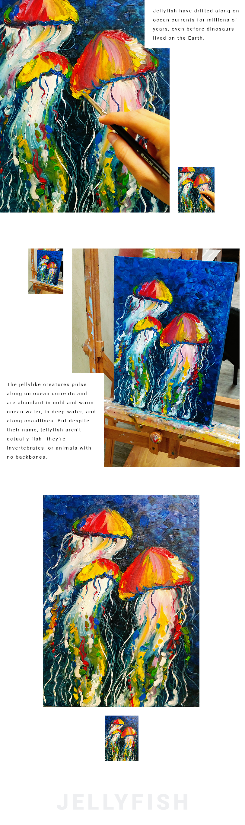 painting   Oil Painting hand drawing jellyfish