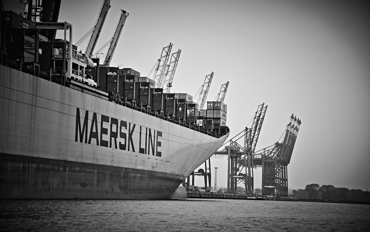 harbour hamburg light blue water elbe vessel ship cruise ship crane container Maersk hamburg süd elbphilharmonie