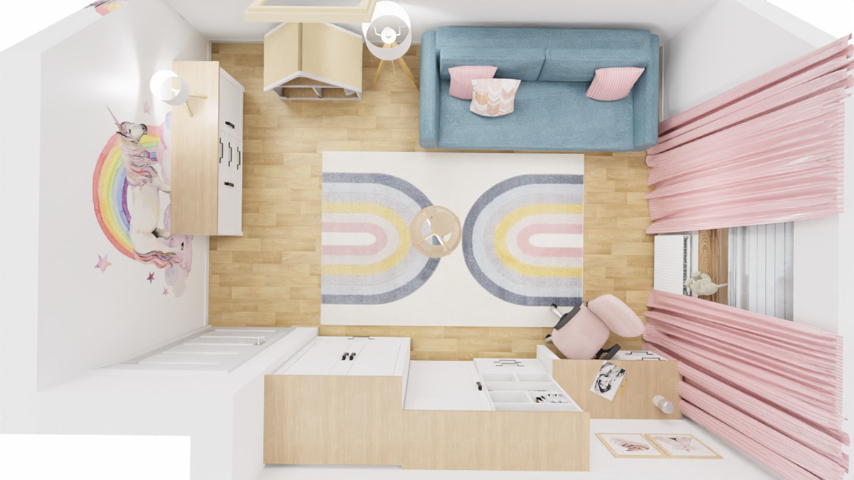 pinkroom interiordesign architecture Render visualization wnętrza projektowanie wnetrz  aranżacja wnętrz girlsroom girlsroom design