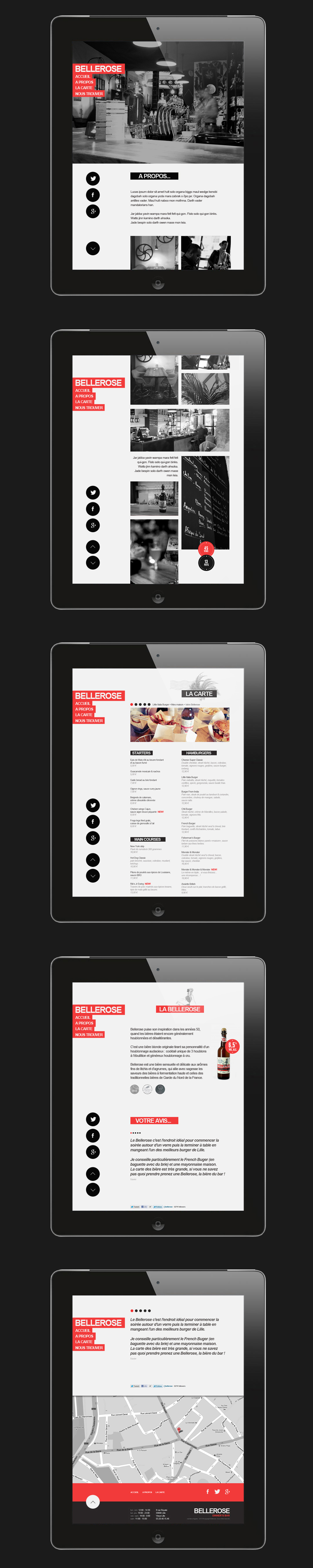 Web design Webdesign restaurant burger vintage red White black Responsive business card menu