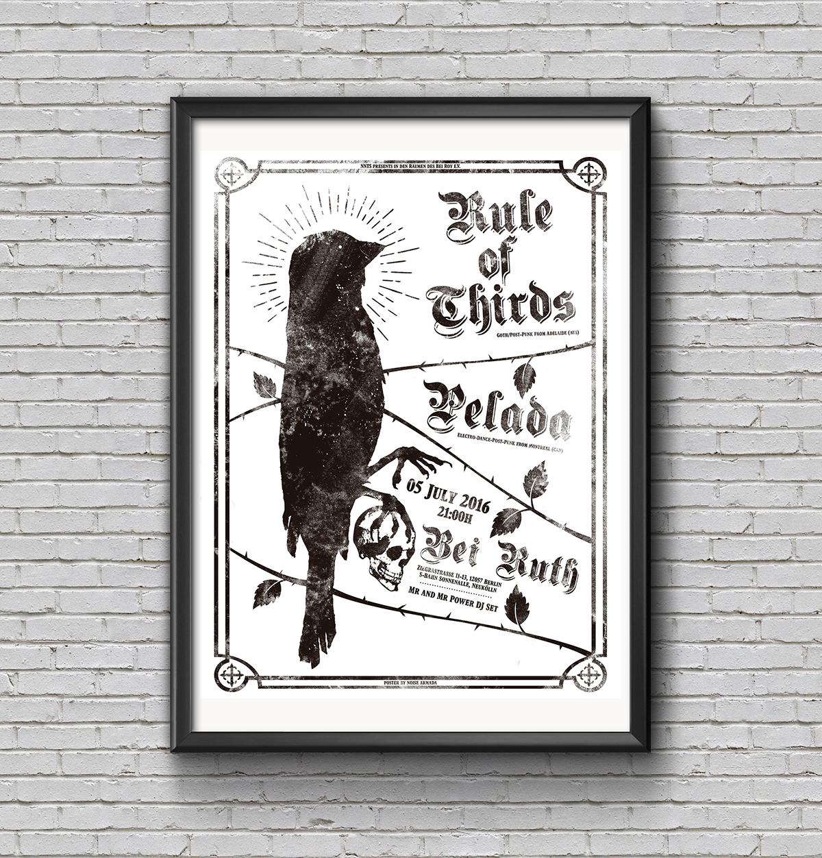 rule of thirds pelada nnts NOISE ARMADA noise armada design GigPoster poster bird skull dead bird
