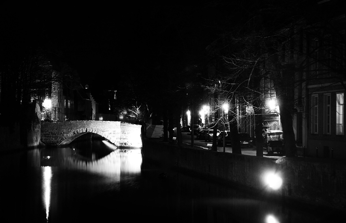 Landscape night night photography long exposure lights reflections water water reflections city Travel bruges belgium Europe