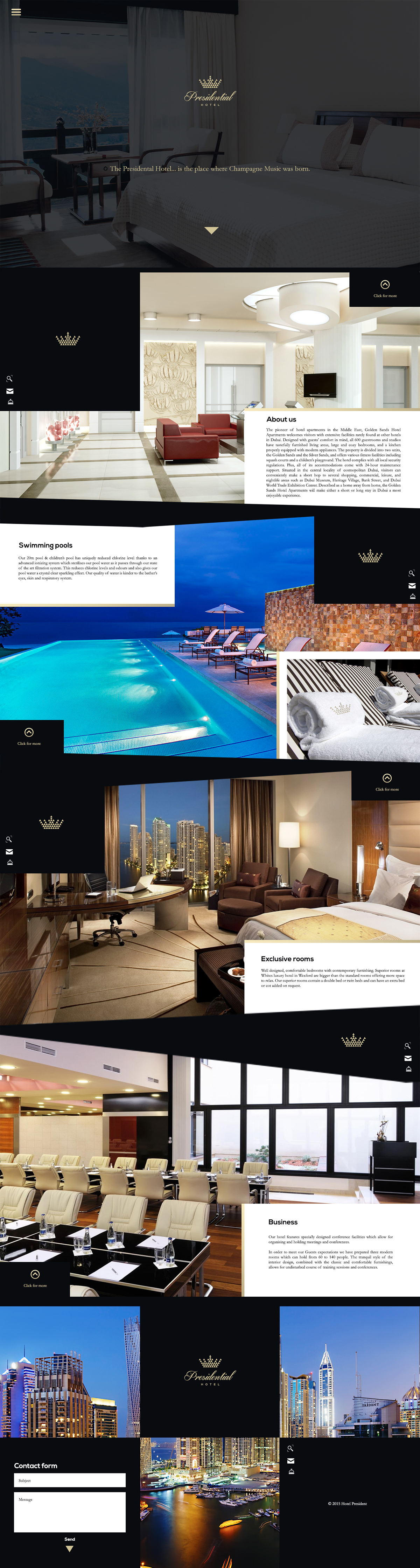 site page rwd Responsive HTML css One hotel gold luxury restaurant brand logo black elegant