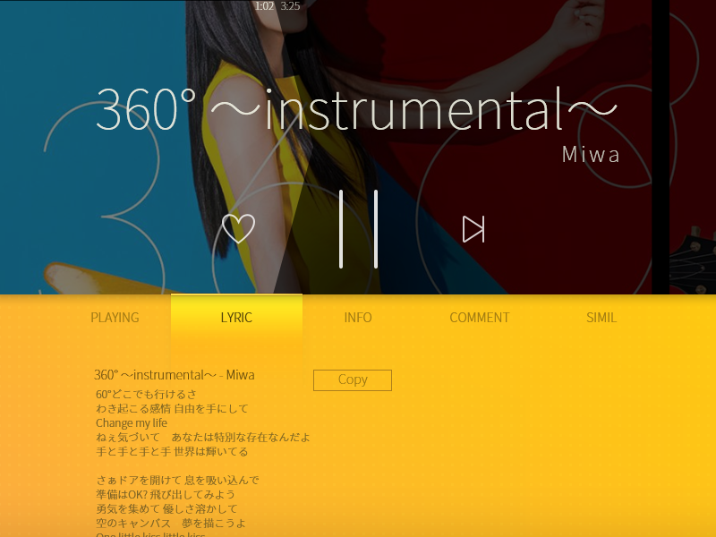 Music Player tabs