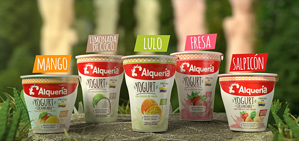 Advertising  alqueria animation  art direction  colombia diseño motion graphics  publicidad tv yogurt