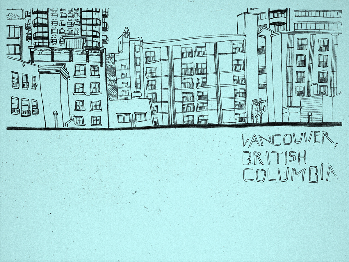 vancouver buildings hand-drawn drawings postcard city pencil