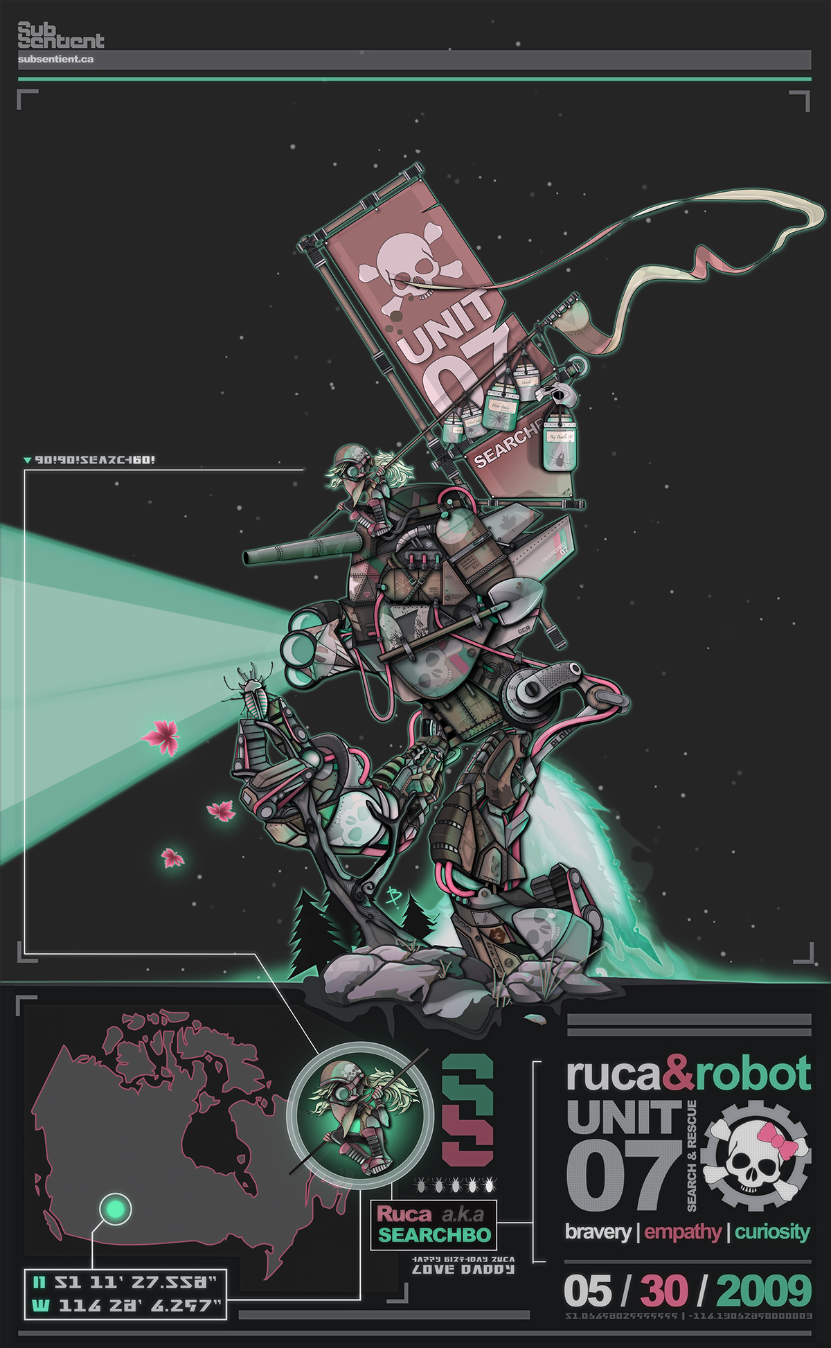 robot Character future glow girl poster tech mecha mech Illustrator photoshop Subsentient