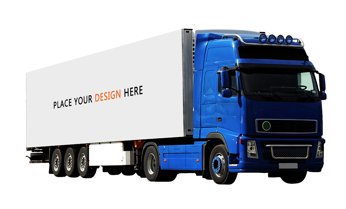 Truck freebie psd Mockup logo banner advertisment free designers