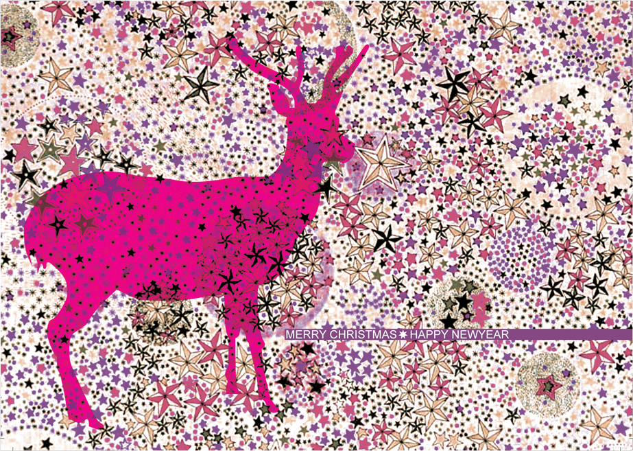 christmas card deer stars