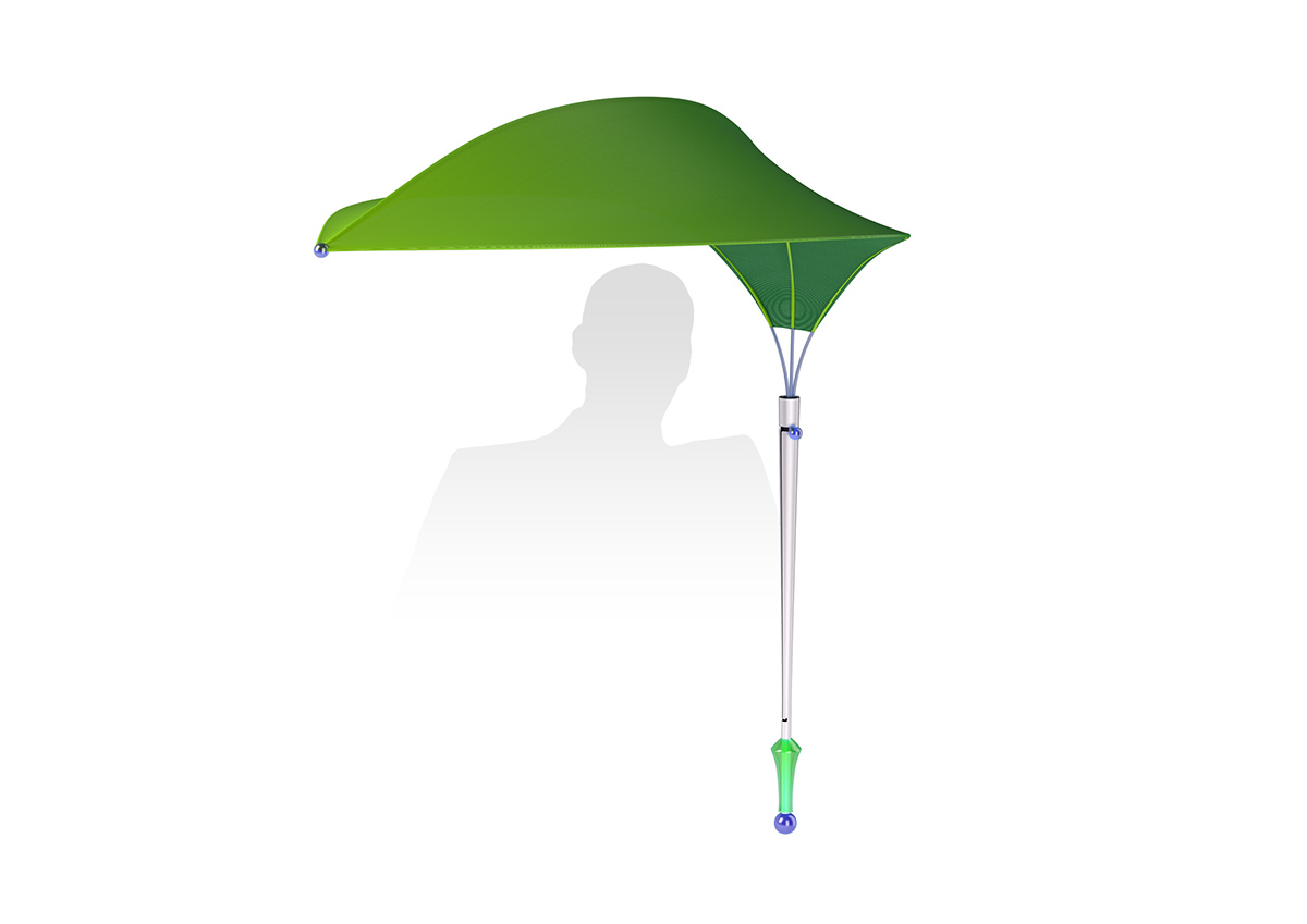 Umbrella  leaf  leaflet rain drops green nylon aluminium