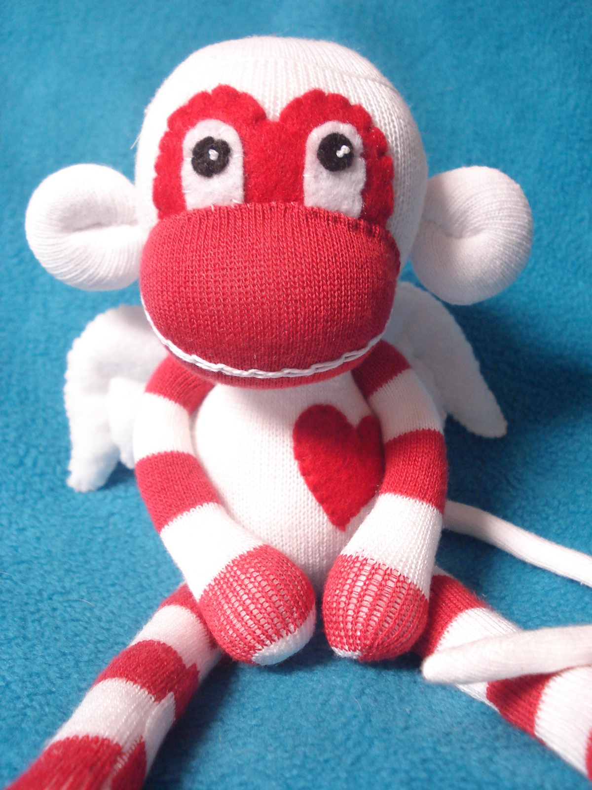 sock monkey plush handmade toy doll winged monkey skeleton Valentine's Day