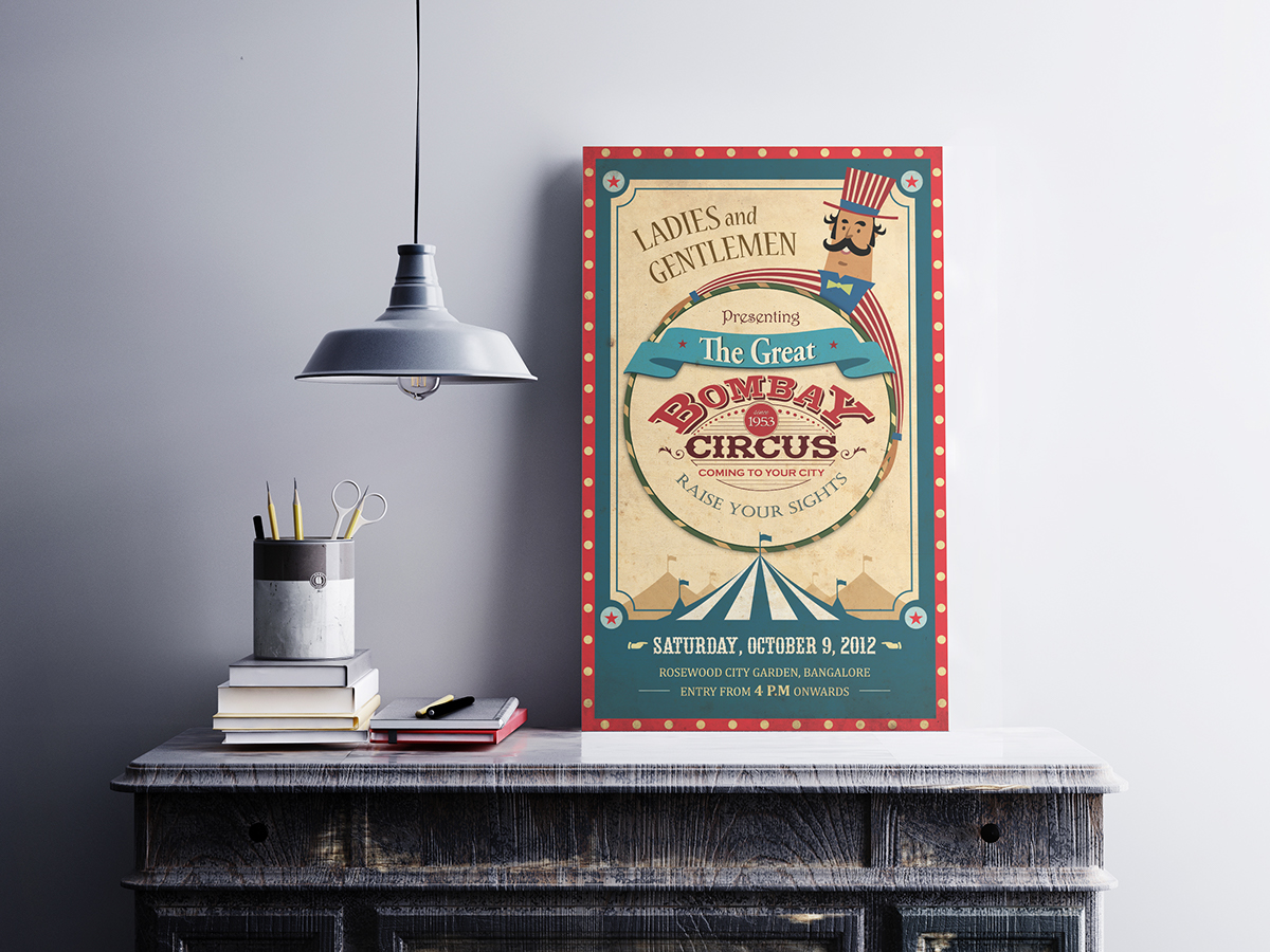 vintage announcement poster invite typography   typo ILLUSTRATION  old school colorful Circus