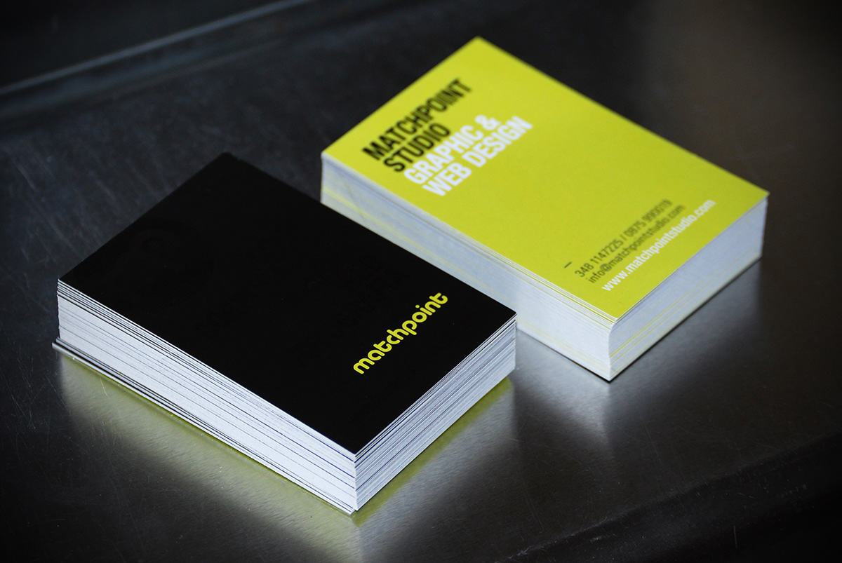 Matchpoint spot uv Varnish gloss UV Business Cards black studio cards corporate ID typographic helvetica