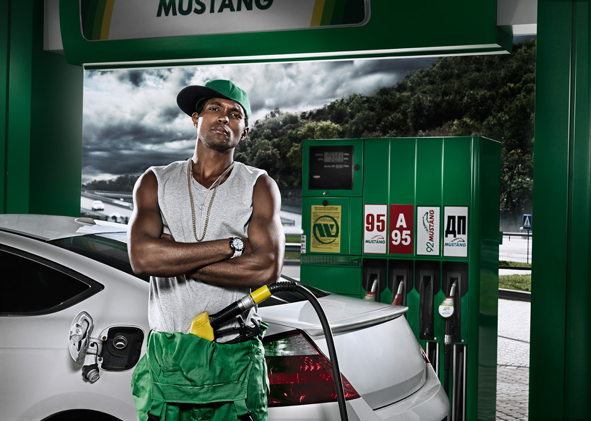 WOG  positivepictures positive pictures gas station posrtproduction afro man car Honda photoshooting ads gansta Gun Gas Gasoline