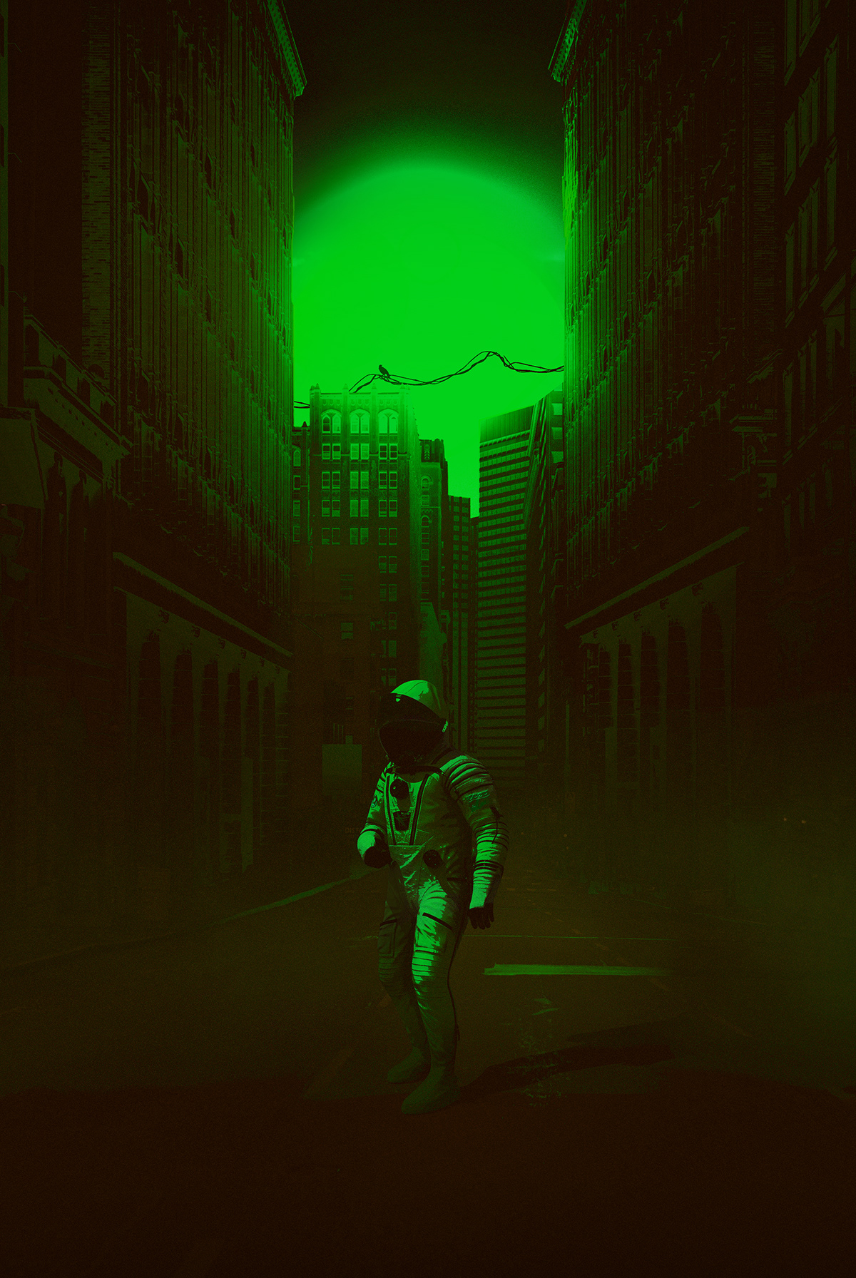 discover photomanipulation manipulation noise glow astronaut poster