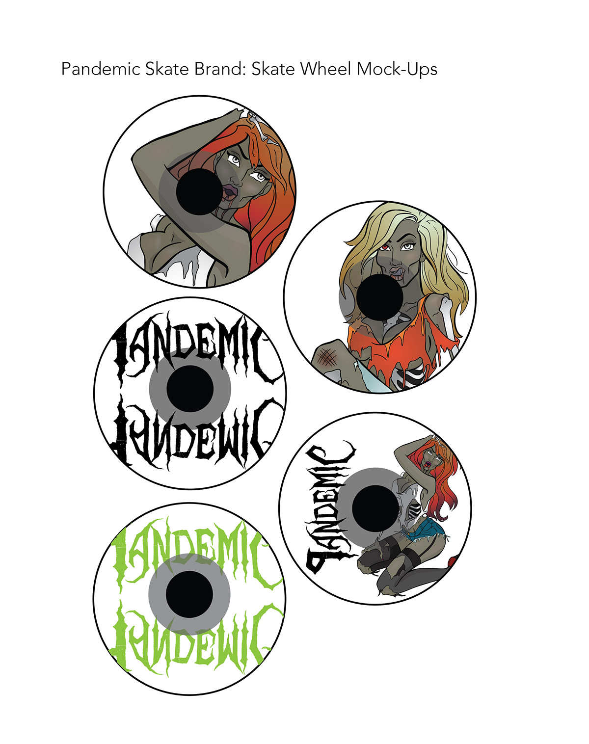 pin-ups sexy zombies skateboarding fashion illustration products t-shirts Illustrator pandemic