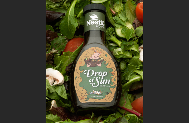 salad salad dressing Kraft bottles mother nature brand identity organic ingredients aisle display dipping station 