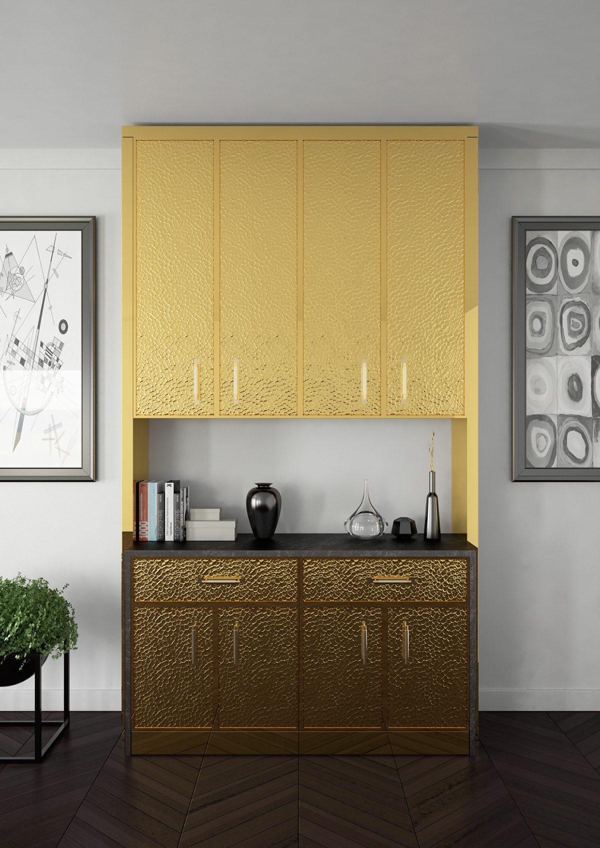 gold furniture fireplace luxury vray c4d photoshop design Italy