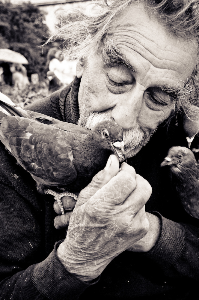 france birds birdman Paris notre dame bread smile old hands black and white John E Photography Street French pidgeon sparrow Wrinkles Nikon D300