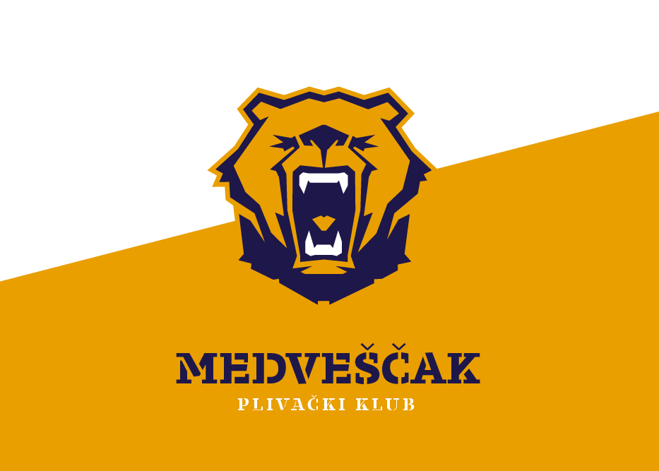 Plivacki klub Medvescak swimming club Medvescak bear yellow blue swimming Pool angry