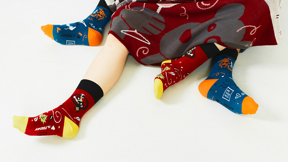 apparel cartoon Character design  Clothing fabric Fashion  ILLUSTRATION  merchandise socks textile