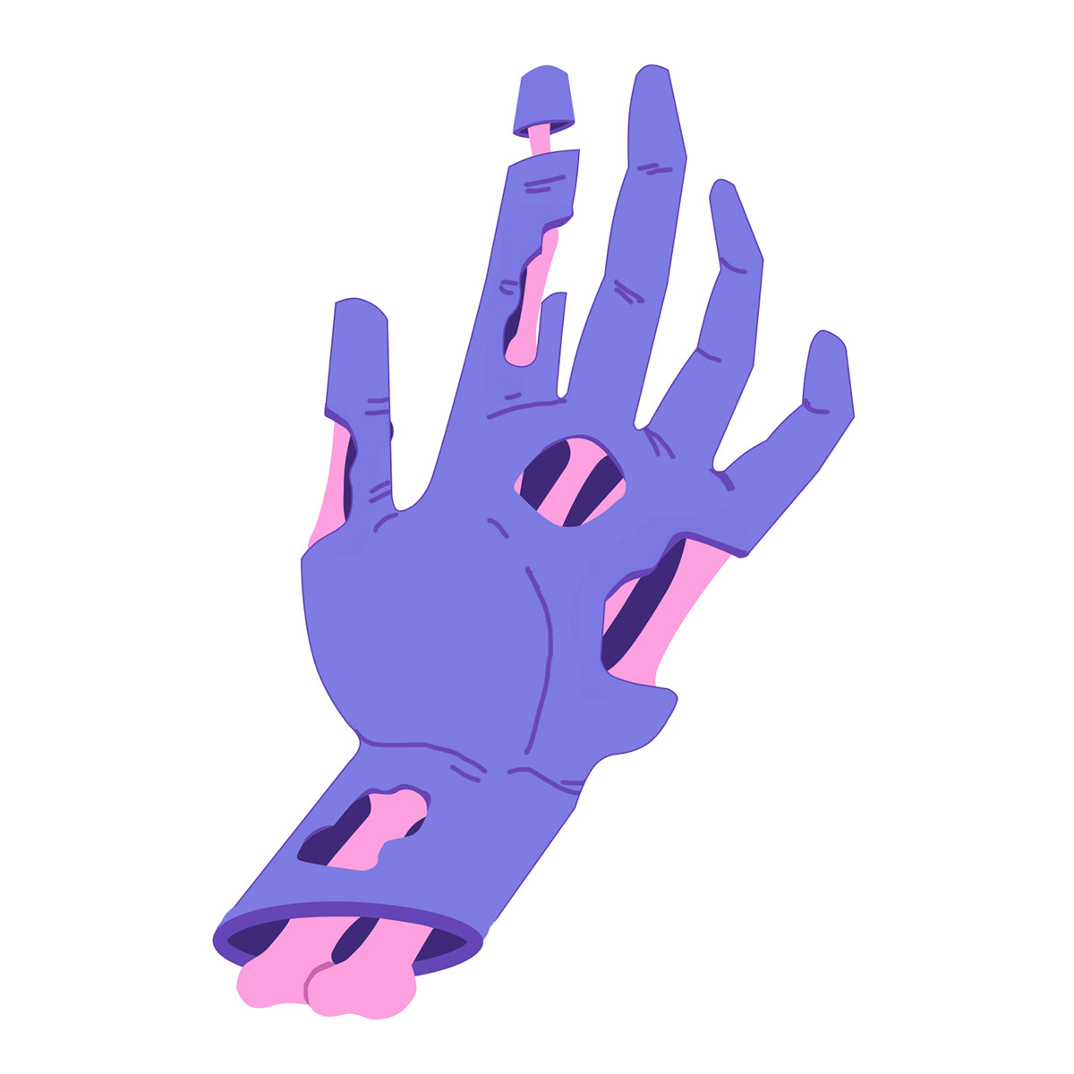 blue bone floral graphic hand hand bones ILLUSTRATION  pink vector violet