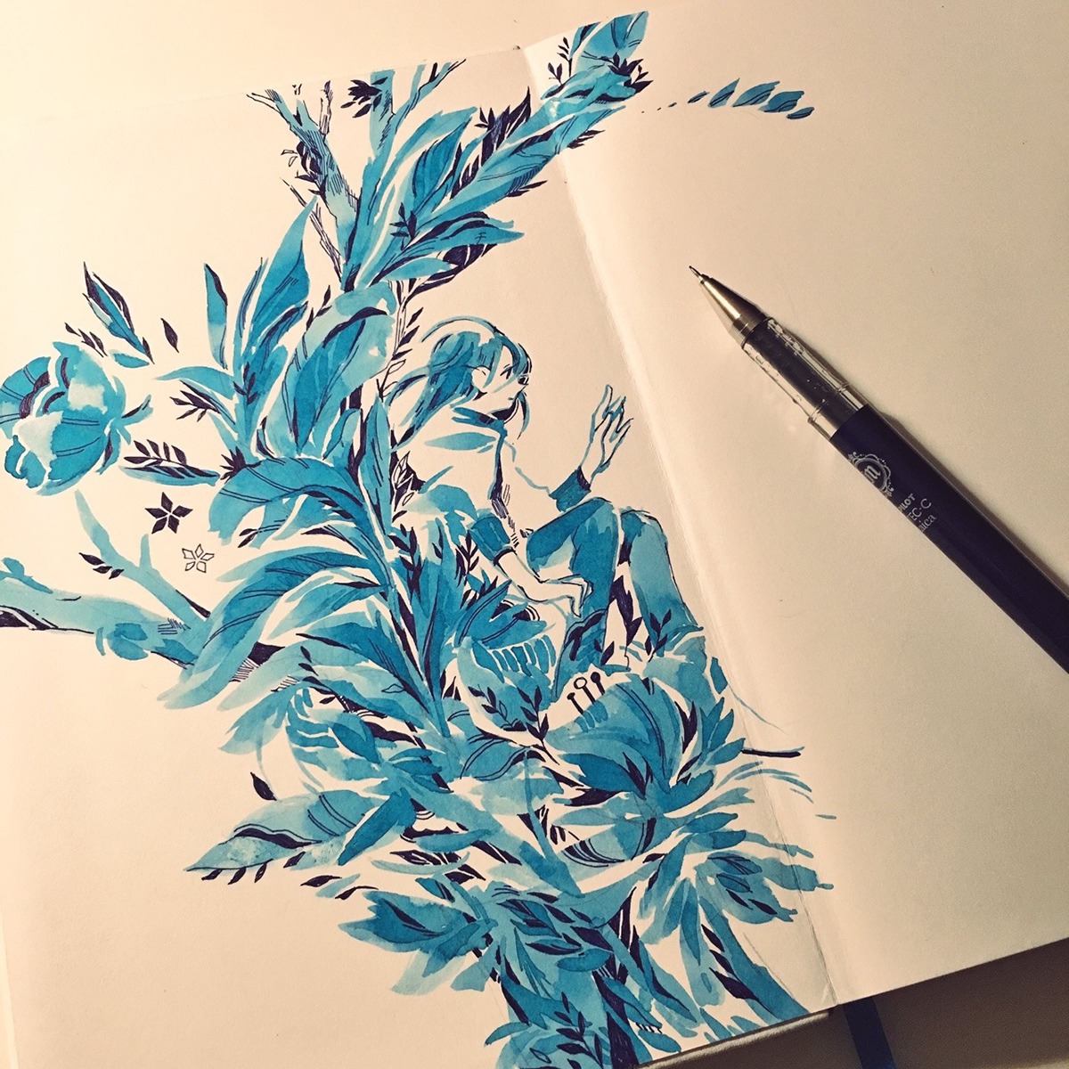 blue Zine  sketchbook ink