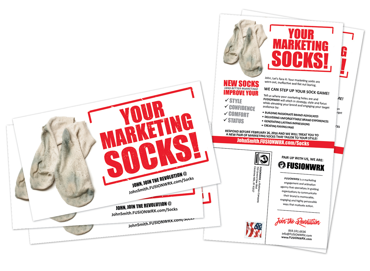 campaign marketing   socks Direct mail agency creative strategy Multi Channel Email postcard