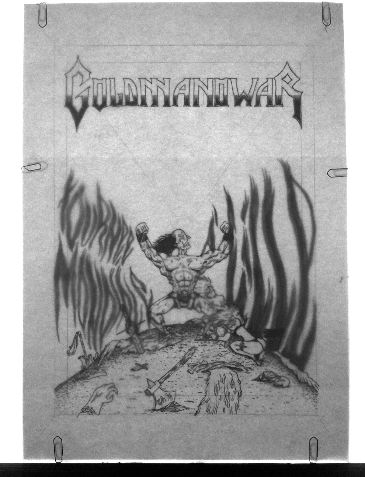 pierre bolide La Malterie Goldmanowar silkscreen poster concert warrior flammes