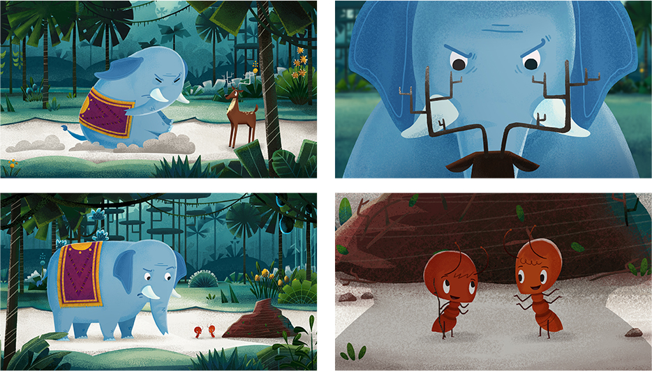 animated series children elephant blue jungle forest textures cartoon kids