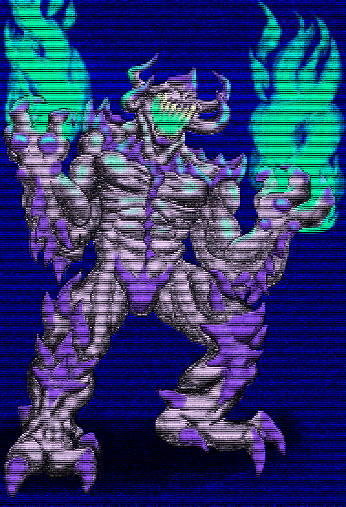 demon Creature Concept Art muscle monster purple fire fantasy beast horns Sons of Prosperity