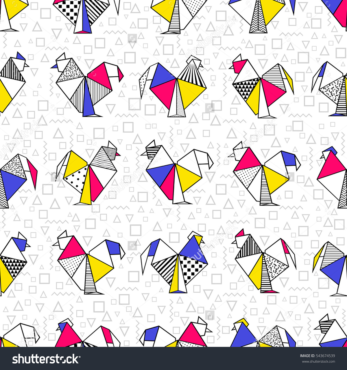 origami  bird polygonal set stocks