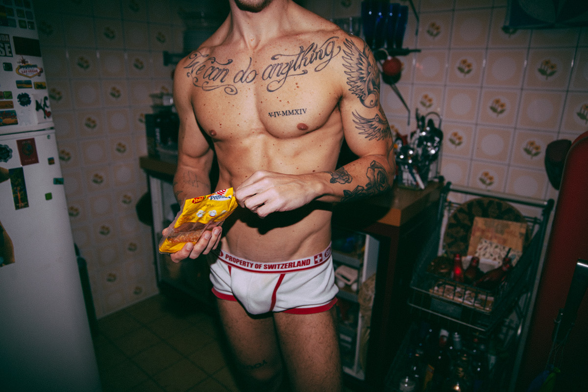 male model male model y real pola Polaroids intax sexy underwear tattoos composit