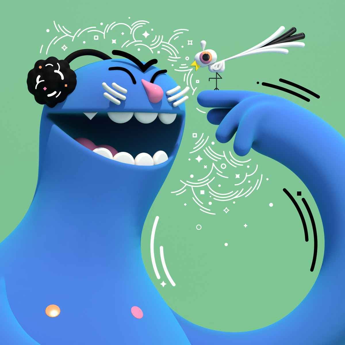 2D 3D 3Dillustration c4d CGI Character design  character illustration graphic design  ILLUSTRATION  monster