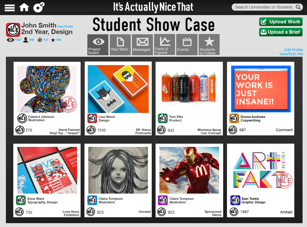 it's nice that D&AD UI Students Show case iPad app apps