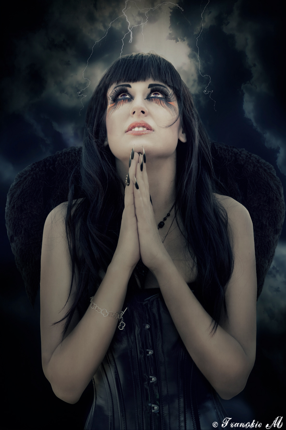 dark fantasy angel gothic wings cross thumb