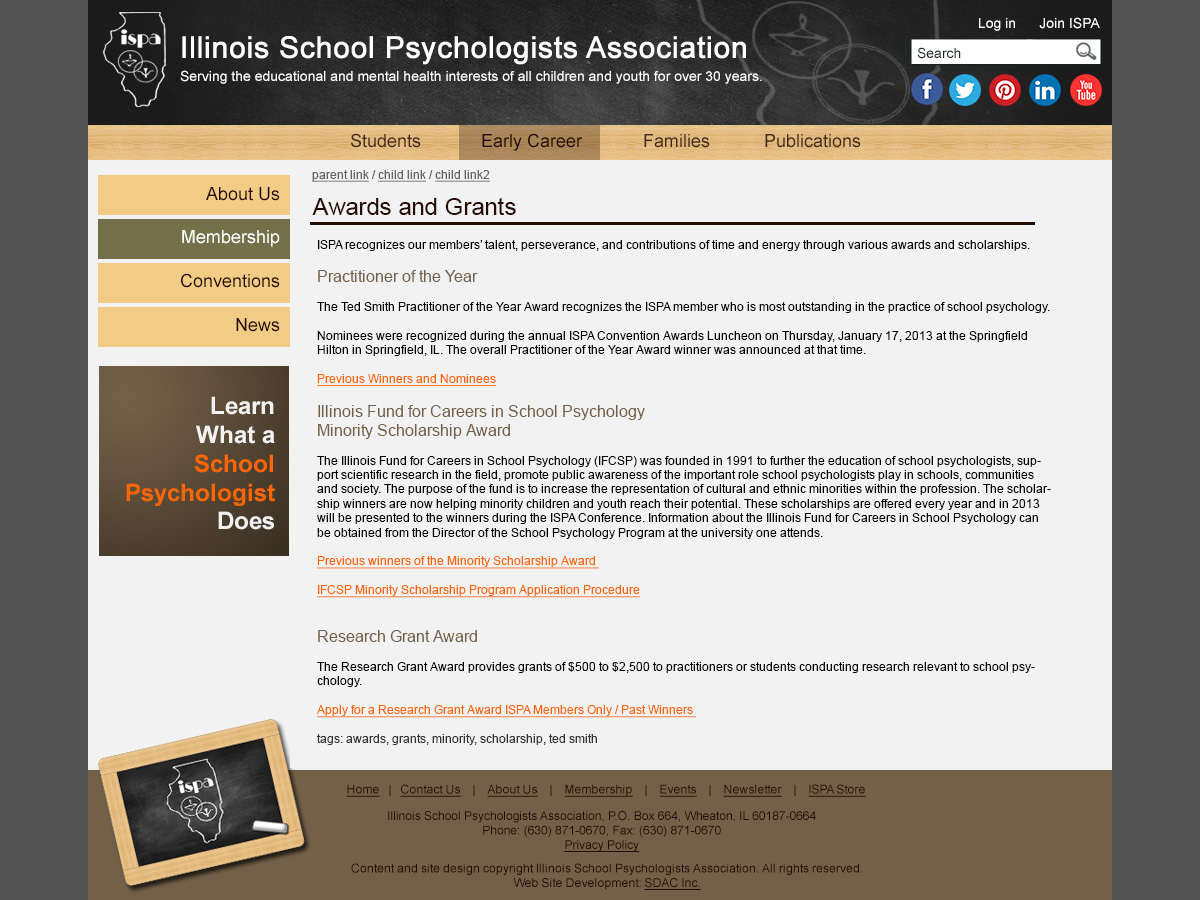 ispa School Psychology Webdesign illinois Website