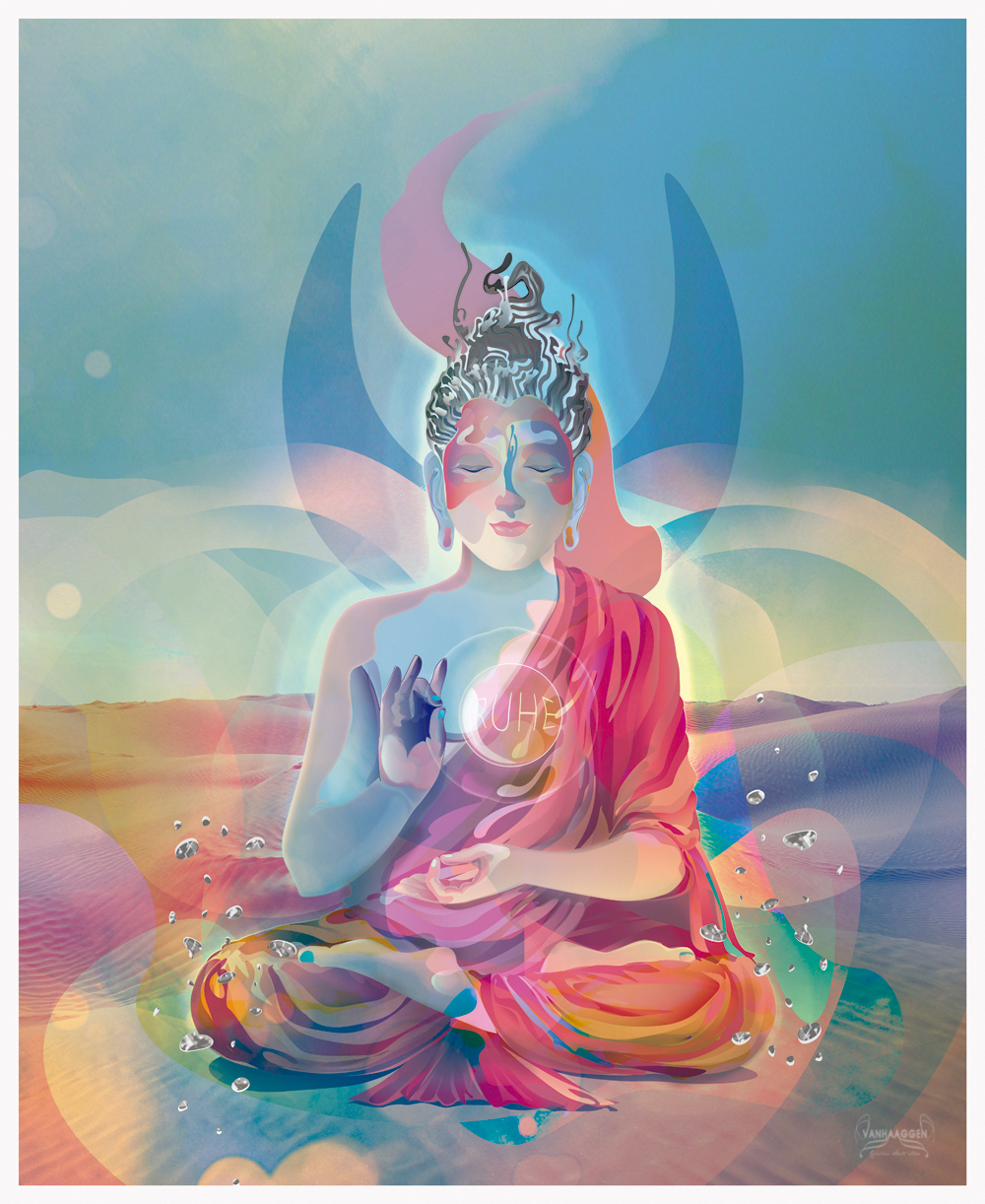 Buddha  joy peace budism buda quite stars vanhaaggen photoshop Illustrator christian haag