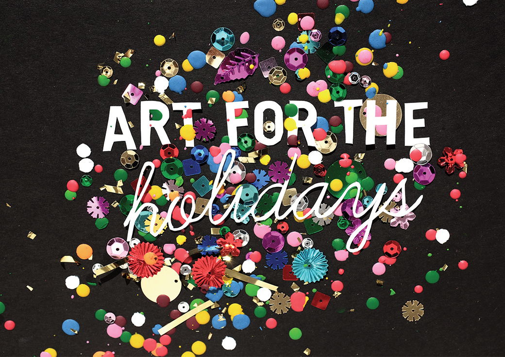 detroit artists market postcard crayons sequins fabulous Christmas Holiday invite card