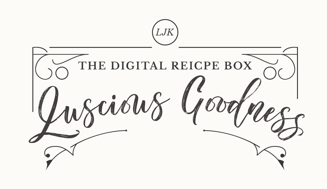 Luscious Goodness web header | typography surrounded by an ornamental frame