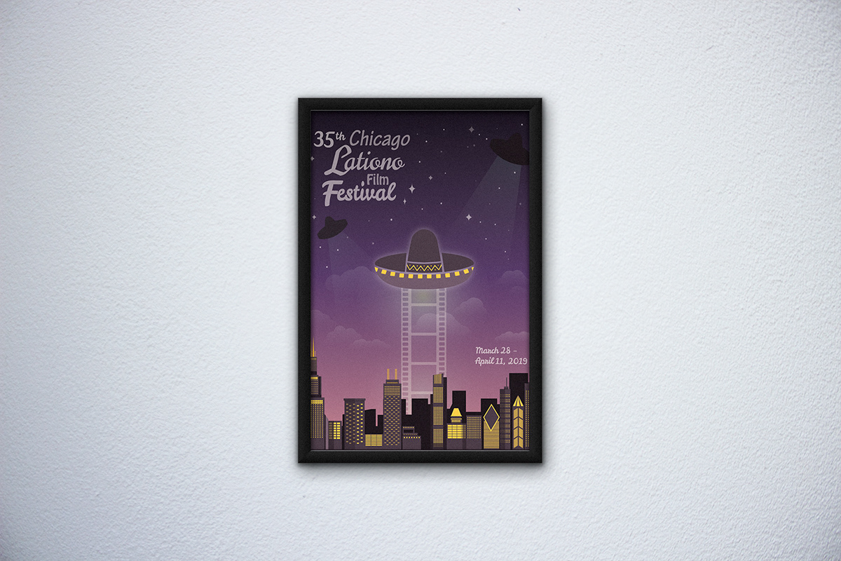 Poster Design Film Festival Poster print design  chicago latino film festival poster Graphic Designer Illustrator ILLUSTRATION 