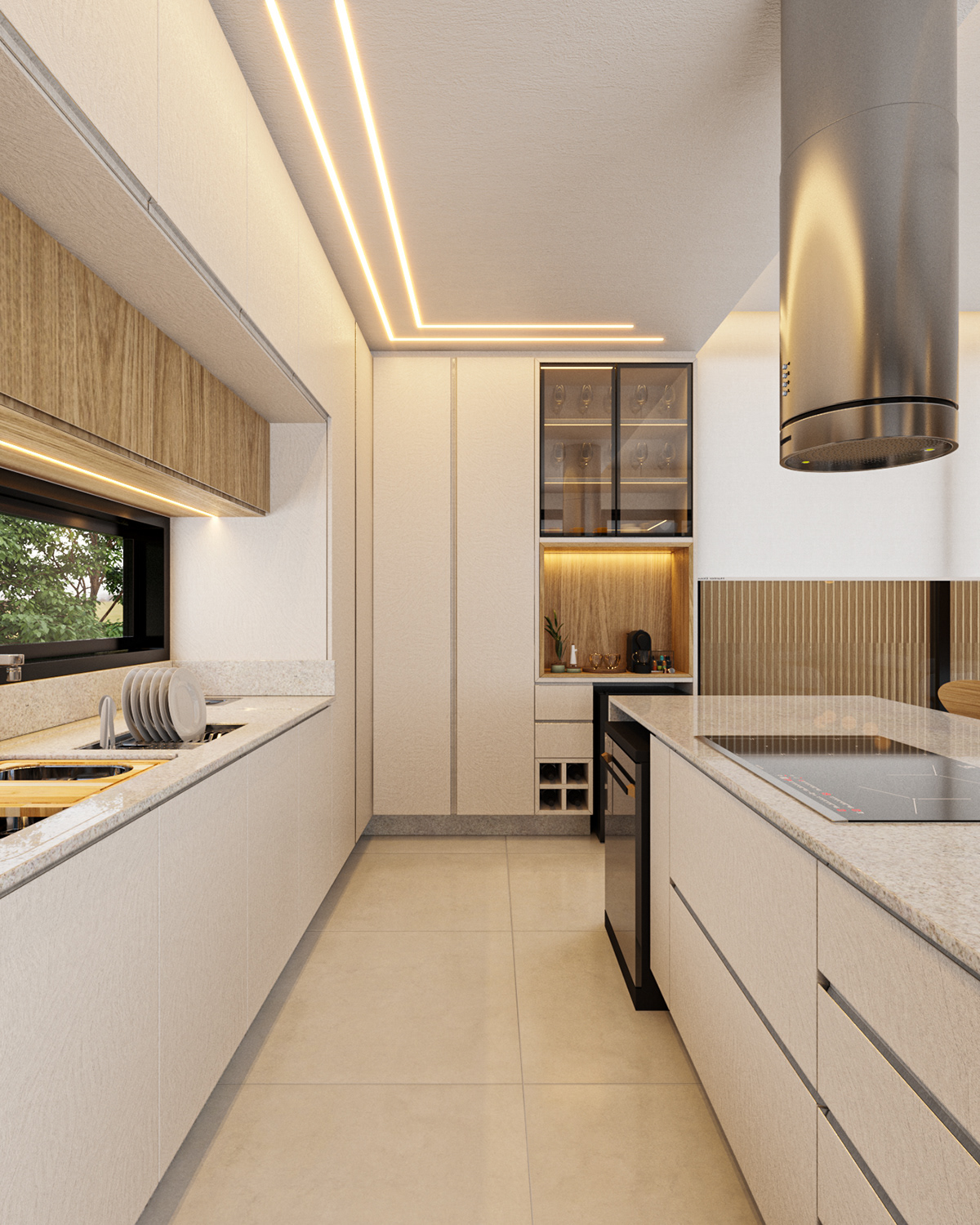 arquitecture interior design  exterior modern visualization archviz Render black kitchen design