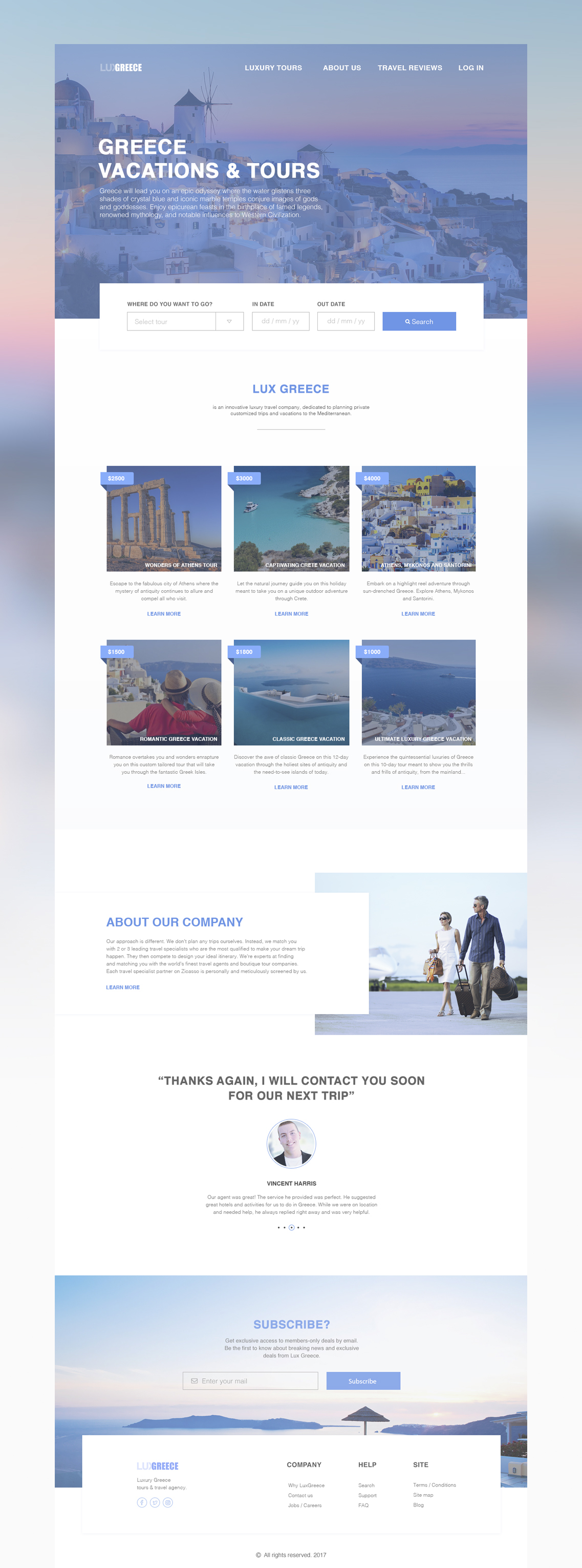 tour Travel Greece landing Web UI uidesign Web Design  landing page