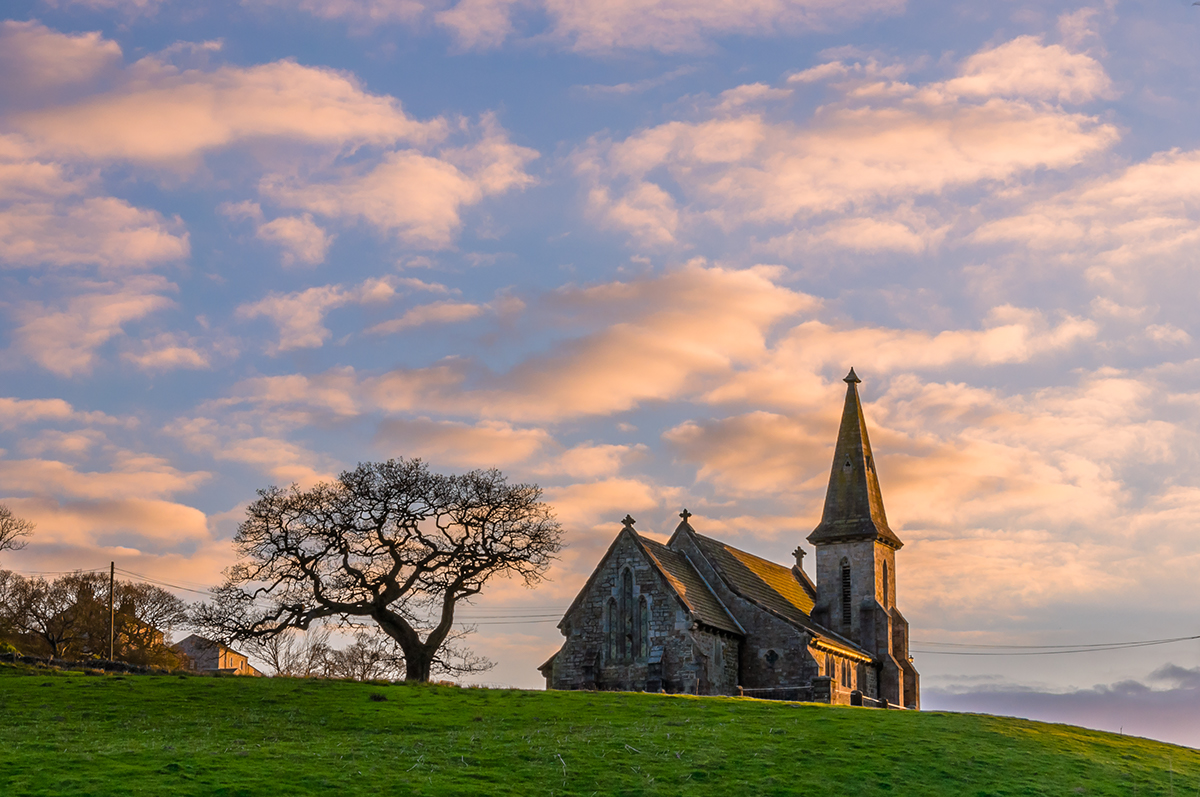 golden hour church yorkshire england blubberhouses countryside Landscape outdoors Nature