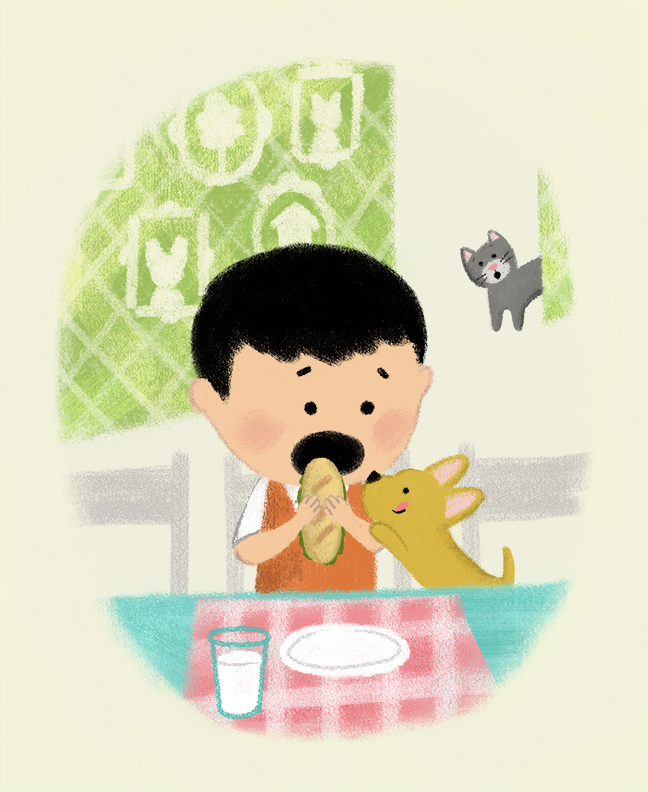 pets dog Cat boy children's book illustration kidlit