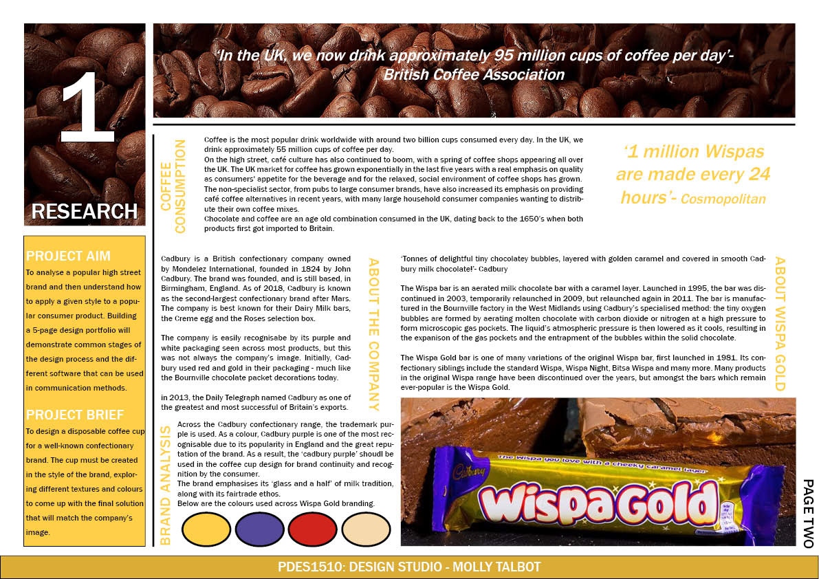 adobe photoshop InDesign Cadbury Wispa Coffee chocolate design product design 