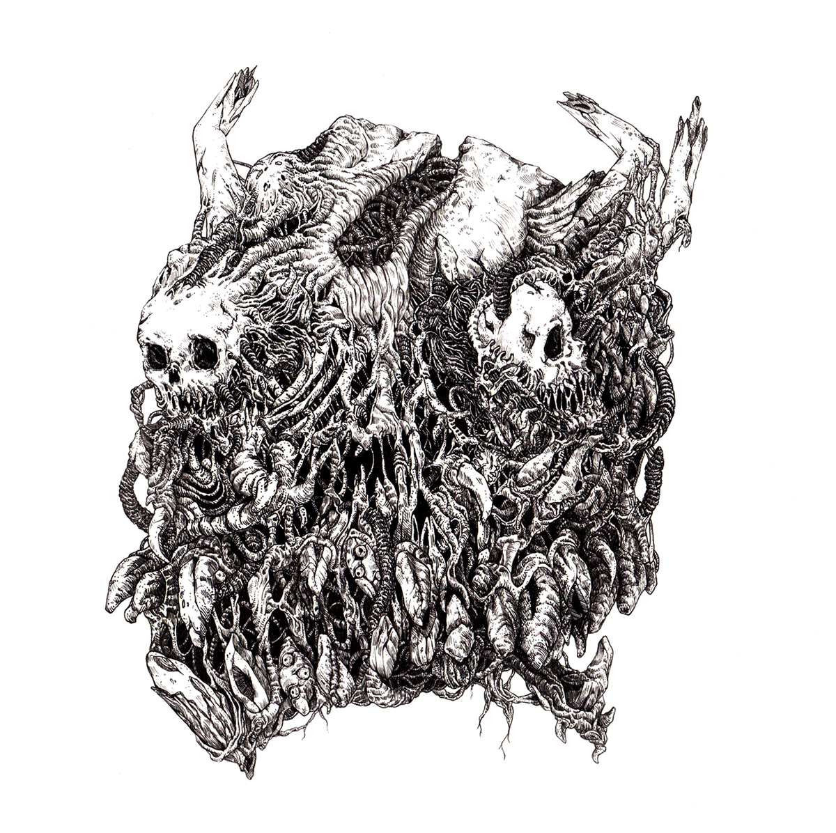 pen black grotesque illust monster skull
