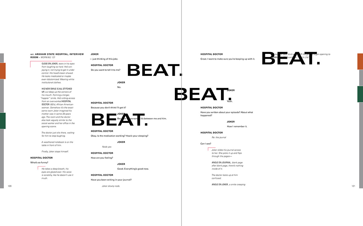 adobe book conceptual graphic design  joker repurposing screenplay typography  