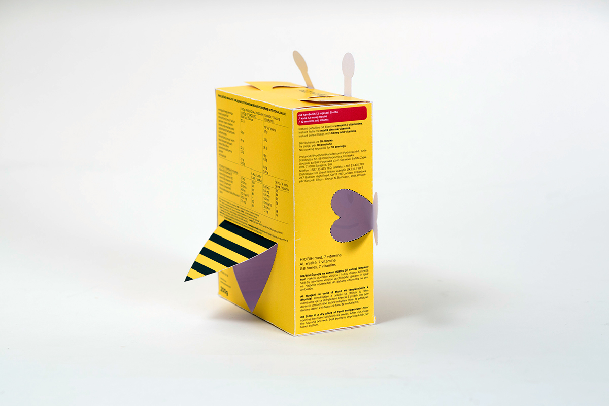 children Packaging design yellow bee honey Perforation dotted line cut wings