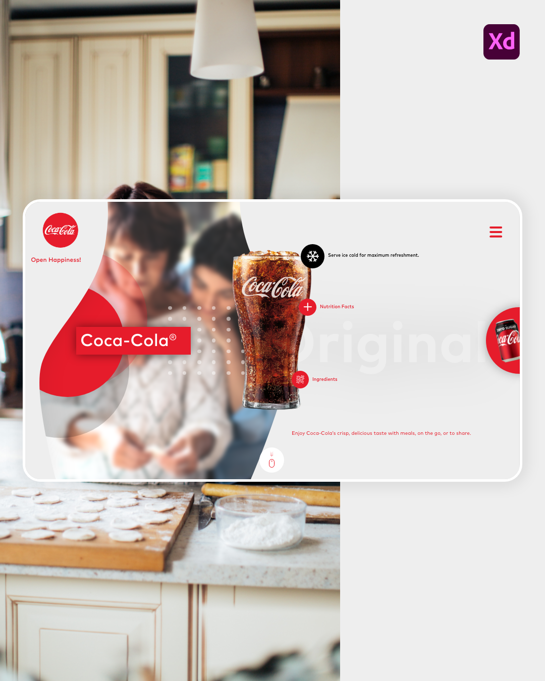 Adobe XD Coca Cola conceito inteface UI designer UX Designer Web wordpress